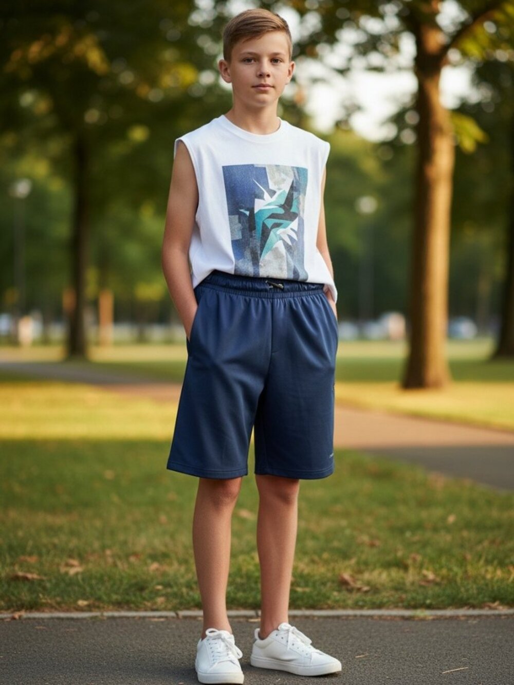 Athletic Works Shorts Boys XL 14-16 Navy Blue Excellent DriWorks Activewear